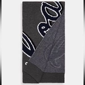 Coach Script Print‎ Knit Muffler Gray Scarf NWT Unisex